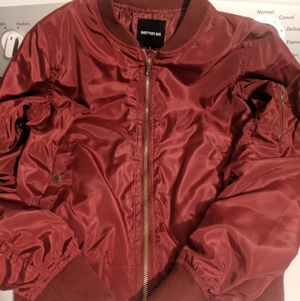 NWOT burgundy bomber coat